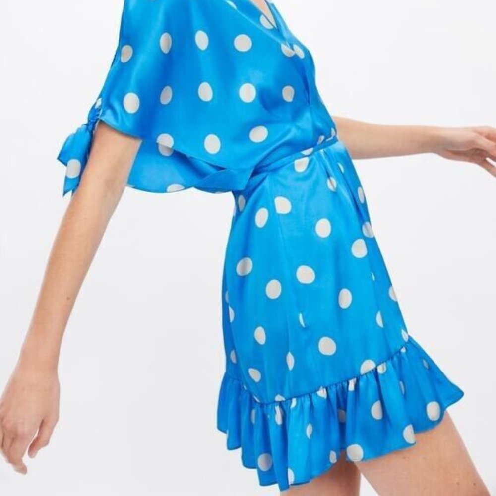 Zara tied polka dot satin dress
